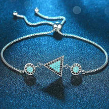 Load image into Gallery viewer, Turquoise Stone Abstract Evil Eyes Silver Bracelet - Bracelet