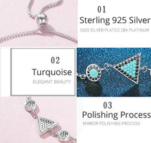 Load image into Gallery viewer, Turquoise Stone Abstract Evil Eyes Silver Bracelet - Bracelet