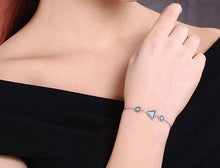 Load image into Gallery viewer, Turquoise Stone Abstract Evil Eyes Silver Bracelet - Bracelet
