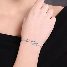 Load image into Gallery viewer, Turquoise Stone Abstract Evil Eyes Silver Bracelet - Bracelet