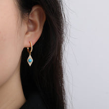 Load image into Gallery viewer, Turquoise Stone Diamond Shape Evil Eye Earrings - EarringsGold