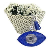 Load image into Gallery viewer, Turquoise Stone Studded Eye Shaped Evil Eye Keychain - KeychainBlue