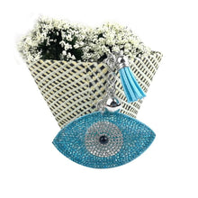 Load image into Gallery viewer, Turquoise Stone Studded Eye Shaped Evil Eye Keychain - KeychainBlue