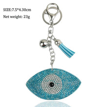 Load image into Gallery viewer, Turquoise Stone Studded Eye Shaped Evil Eye Keychain - KeychainTeal