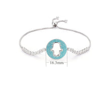 Load image into Gallery viewer, Turquoise Stone Studded Hamsa Hand Bracelet - BraceletSmall Hamsa