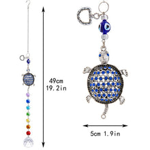 Load image into Gallery viewer, Turtle with Evil Eyes Wall Hanging with Suncatcher Crystals - Wall Hanging