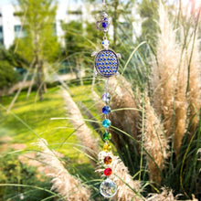 Load image into Gallery viewer, Turtle with Evil Eyes Wall Hanging with Suncatcher Crystals - Wall Hanging