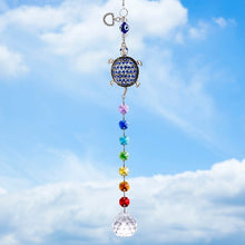 Load image into Gallery viewer, Turtle with Evil Eyes Wall Hanging with Suncatcher Crystals - Wall Hanging