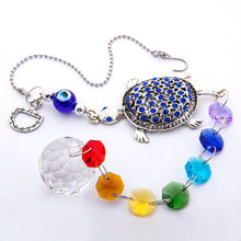 Load image into Gallery viewer, Turtle with Evil Eyes Wall Hanging with Suncatcher Crystals - Wall Hanging