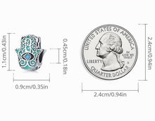 Load image into Gallery viewer, Upward Facing Turquoise Hamsa Hand with Evil Eye Charm Bead - Charm Bead