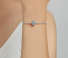 Load image into Gallery viewer, Upward Facing Turquoise Hamsa Hand with Evil Eye Charm Bead - Charm Bead