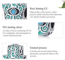 Load image into Gallery viewer, Upward Facing Turquoise Hamsa Hand with Evil Eye Charm Bead - Charm Bead