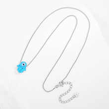 Load image into Gallery viewer, Vibrant Blue Hamsa Hand with Evil Eye Necklace - Necklace