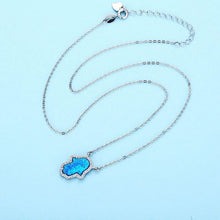 Load image into Gallery viewer, Vibrant Metallic Hamsa Hand Silver Necklaces - NecklaceWhite Opal Color Stone
