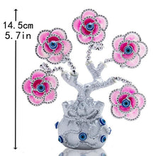 Load image into Gallery viewer, Violet Flowers with Evil Eyes in Feng Shui Money Bag Desktop Ornament - Ornament