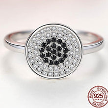 Load image into Gallery viewer, White and Black Stone Cluster Evil Eye Silver Ring - Ring7Rose Gold