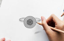 Load image into Gallery viewer, White and Black Stone Cluster Evil Eye Silver Ring - Ring7Rose Gold