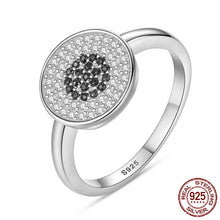 Load image into Gallery viewer, White and Black Stone Cluster Evil Eye Silver Ring - Ring7Silver