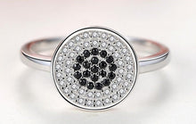 Load image into Gallery viewer, White and Black Stone Cluster Evil Eye Silver Ring - Ring6Silver