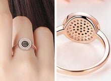 Load image into Gallery viewer, White and Black Stone Cluster Evil Eye Silver Ring - Ring7Rose Gold