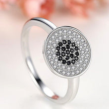 Load image into Gallery viewer, White and Black Stone Cluster Evil Eye Silver Ring - Ring7Rose Gold