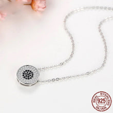 Load image into Gallery viewer, White and Black Stone Evil Eye Silver Cluster Necklaces - NecklaceRose Gold