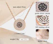 Load image into Gallery viewer, White and Black Stone Evil Eye Silver Cluster Necklaces - NecklaceRose Gold