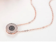 Load image into Gallery viewer, White and Black Stone Evil Eye Silver Cluster Necklaces - NecklaceRose Gold