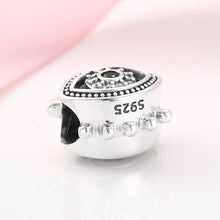 Load image into Gallery viewer, White and Black Stone Evil Eye with Lashes Silver Charm Bead - Charm Bead