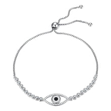 Load image into Gallery viewer, White and Black Stone Eye Shaped Evil Eye Silver Bracelet - Bracelet