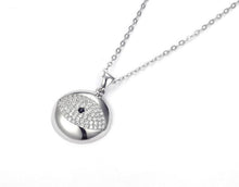 Load image into Gallery viewer, White and Black Stone Eye-Shaped Evil Eye Silver Necklace - Necklace
