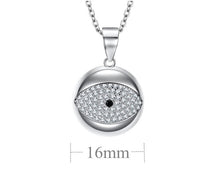 Load image into Gallery viewer, White and Black Stone Eye-Shaped Evil Eye Silver Necklace - Necklace