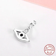 Load image into Gallery viewer, White and Black Stone Eye Shaped Evil Eye Silver Pendant - Pendant