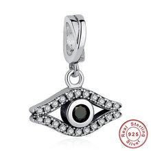 Load image into Gallery viewer, White and Black Stone Eye Shaped Evil Eye Silver Pendant - Pendant