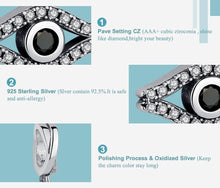Load image into Gallery viewer, White and Black Stone Eye Shaped Evil Eye Silver Pendant - Pendant