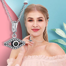 Load image into Gallery viewer, White and Black Stone Eye Shaped Evil Eye Silver Pendant - Pendant