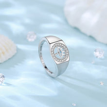 Load image into Gallery viewer, White and Blue Stone Evil Eye Signet Ring - Ring