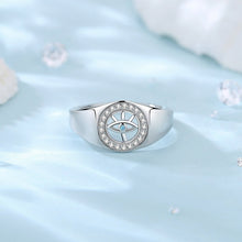 Load image into Gallery viewer, White and Blue Stone Evil Eye Signet Ring - Ring