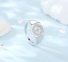 Load image into Gallery viewer, White and Blue Stone Evil Eye Signet Ring - Ring