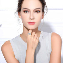 Load image into Gallery viewer, White and Blue Stone Evil Eye Signet Ring - Ring