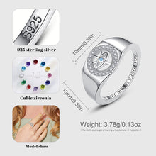 Load image into Gallery viewer, White and Blue Stone Evil Eye Signet Ring - Ring