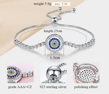 Load image into Gallery viewer, White and Blue Stone Evil Eye Silver Bracelets - BraceletRose Gold