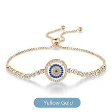 Load image into Gallery viewer, White and Blue Stone Evil Eye Silver Bracelets - BraceletGold