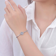 Load image into Gallery viewer, White and Blue Stone Evil Eye Silver Bracelets - BraceletSilver