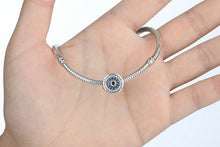 Load image into Gallery viewer, White and Blue Stone Evil Eye Silver Charm Bead - Charm Bead