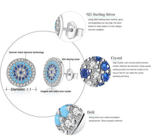 Load image into Gallery viewer, White and Blue Stone Evil Eye Silver Cluster Earrings - Earrings