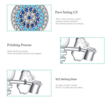 Load image into Gallery viewer, White and Blue Stone Evil Eye Silver Cluster Earrings - Earrings