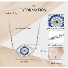 Load image into Gallery viewer, White and Blue Stone Eye-Shaped Evil Eye Silver Necklaces - NecklaceRose Gold