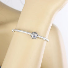 Load image into Gallery viewer, White and Blue Stone Infinite Evil Eyes Spherical Silver Charm Bead - Charm Bead