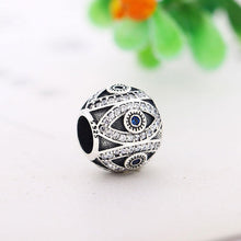 Load image into Gallery viewer, White and Blue Stone Infinite Evil Eyes Spherical Silver Charm Bead - Charm Bead